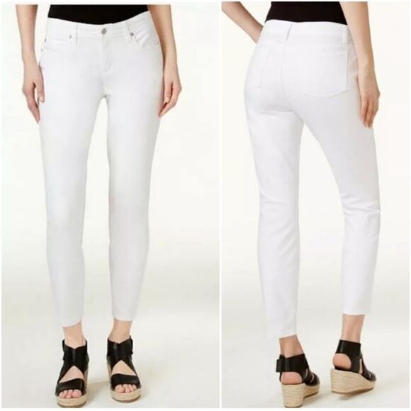 Eileen Fisher White Textured Jeans Organic Cotton Stretch / Pants Size 4 Petite - Picture 1 of 5